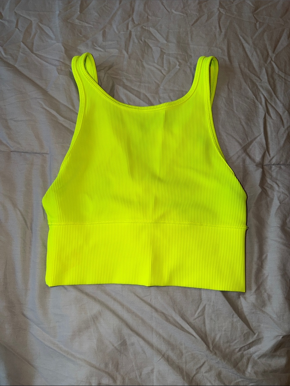 Lululemon Cropped Ribbed High-Neck Tank Top - Neon Yellow